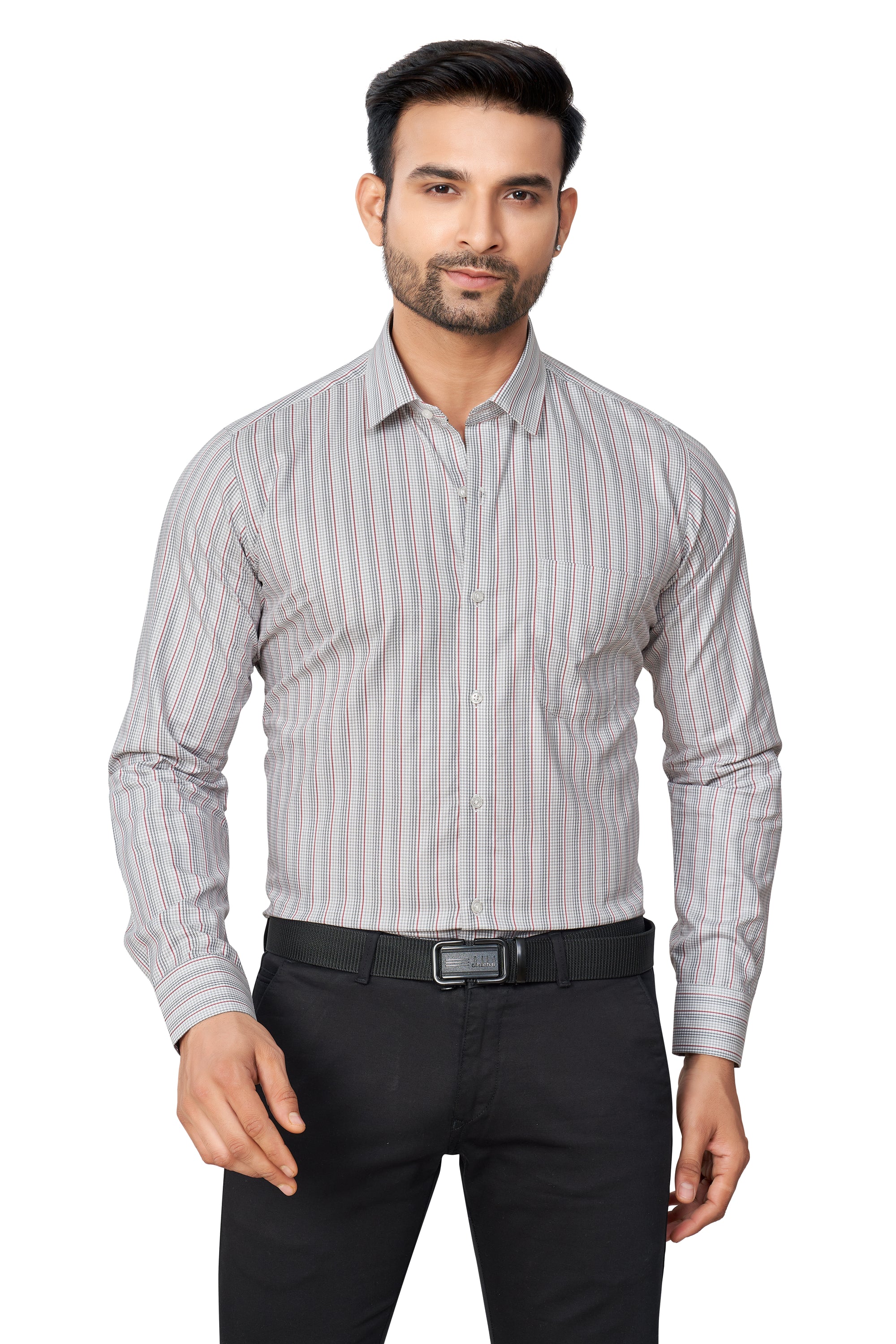 GREY COLOUR CHECKS FULL SLEEVES FORMAL SHIRT | K-6012