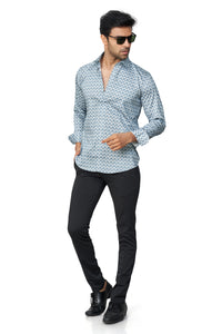 GREY COLOUR PRINTED FULL SLEEVES FORMAL SHIRT | K-6012