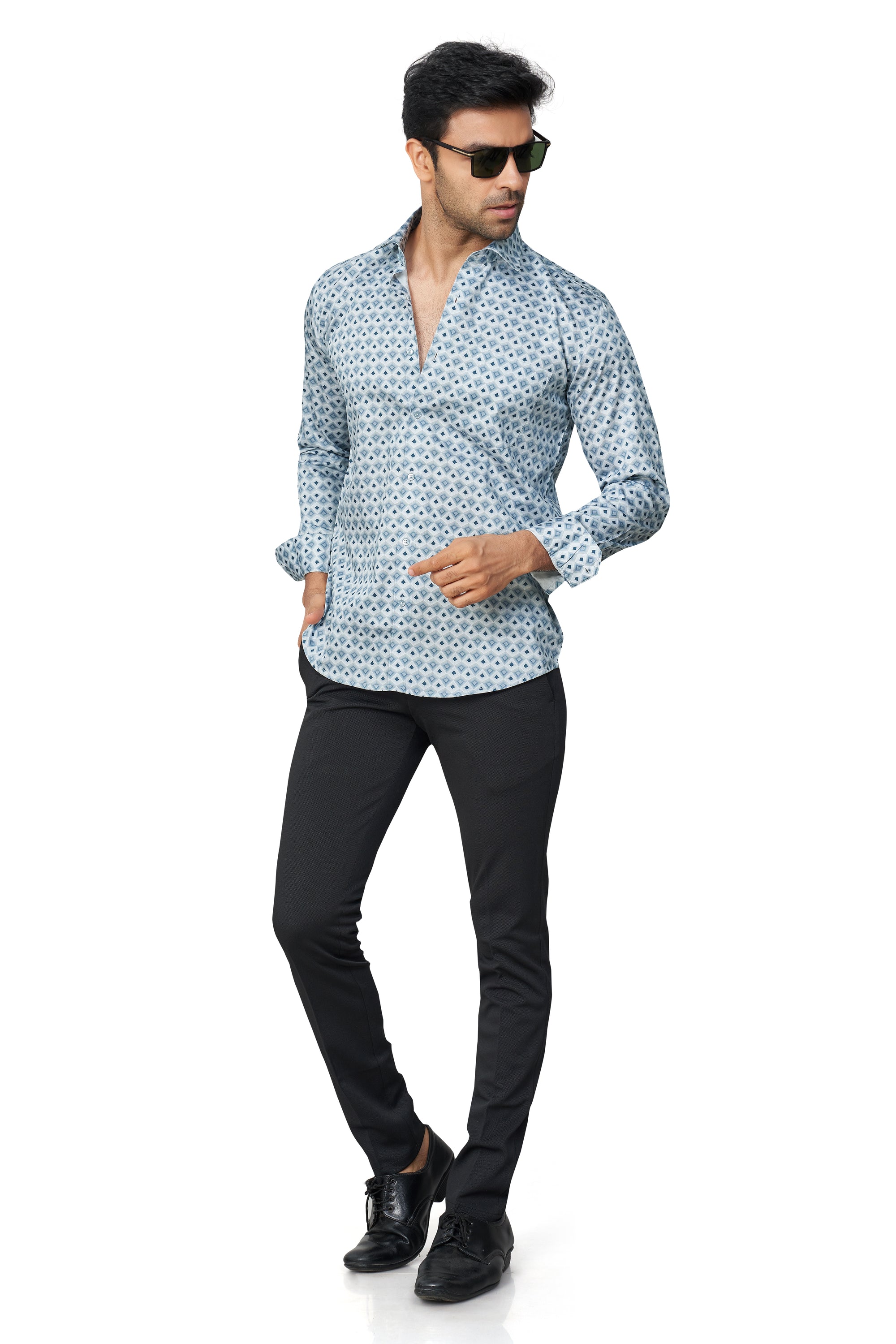GREY COLOUR PRINTED FULL SLEEVES FORMAL SHIRT | K-6012