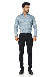 GREY COLOUR PRINTED FULL SLEEVES FORMAL SHIRT | K-6012