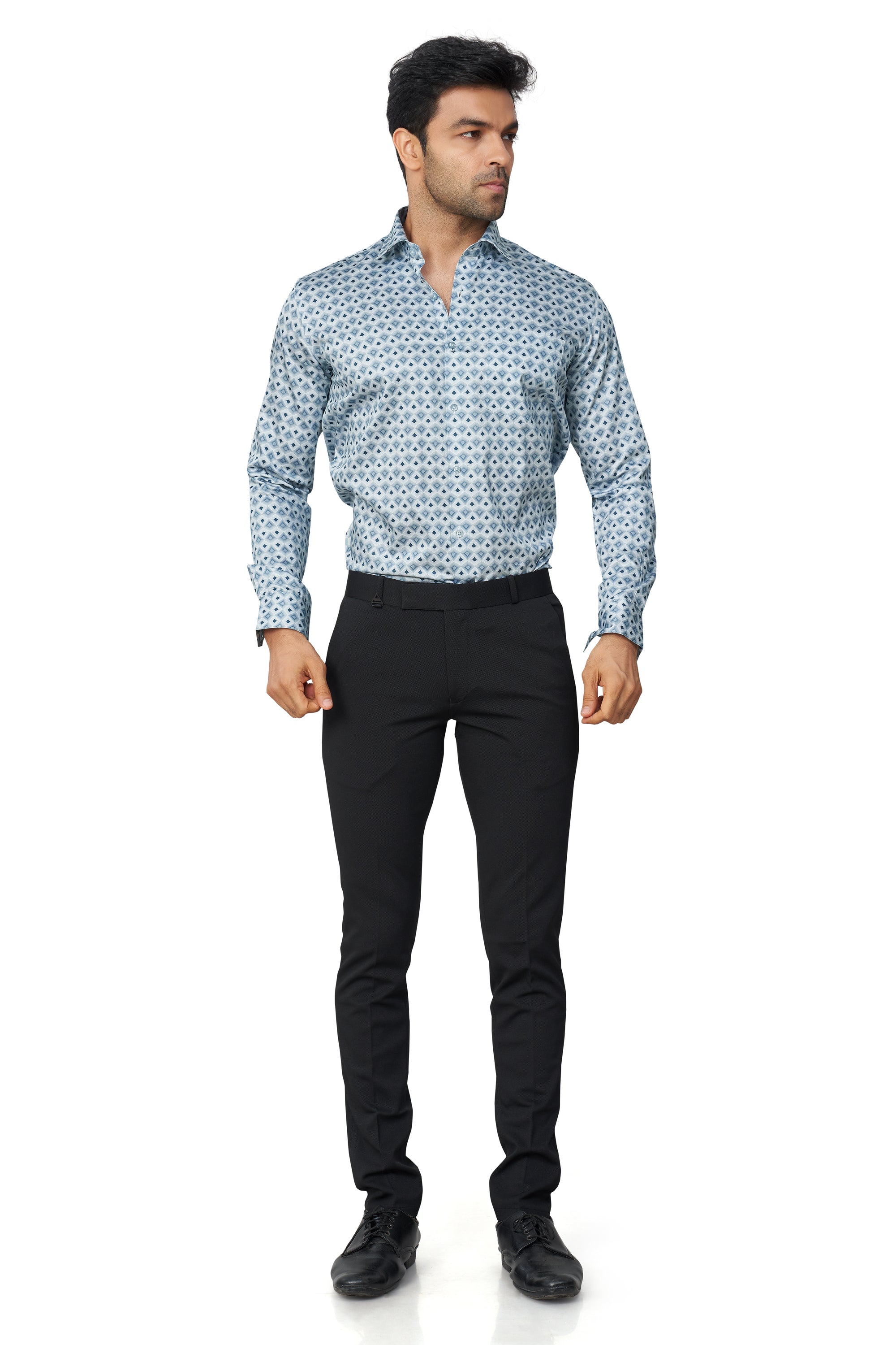 GREY COLOUR PRINTED FULL SLEEVES FORMAL SHIRT | K-6012