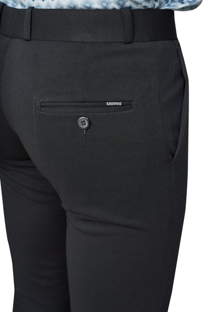 Black Color Textured Plain Trouser for Men | Stylish & Comfortable Bottomwear 251078476