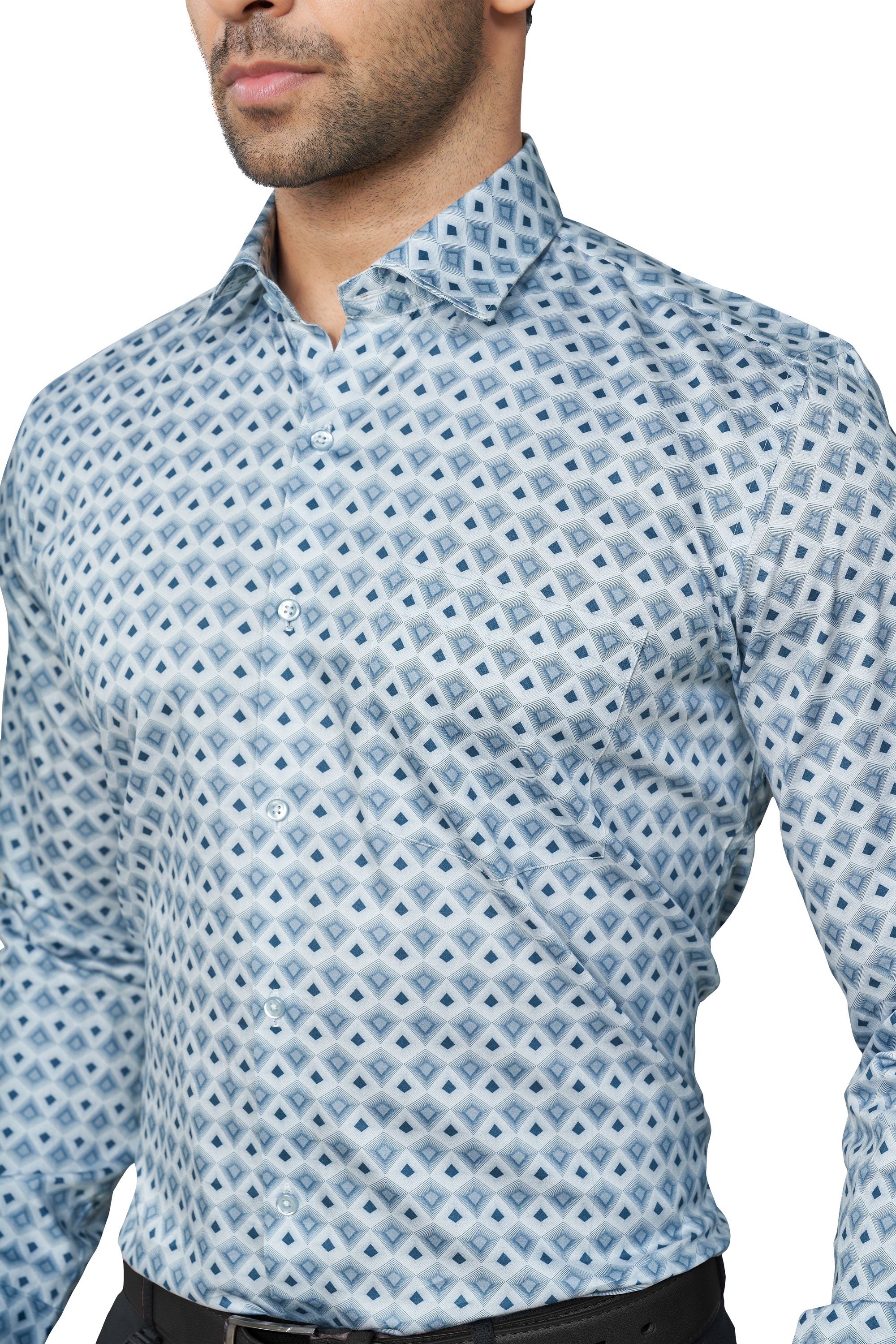 GREY COLOUR PRINTED FULL SLEEVES FORMAL SHIRT | K-6012