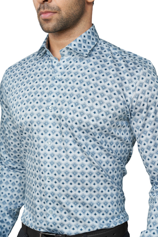 GREY COLOUR PRINTED FULL SLEEVES FORMAL SHIRT