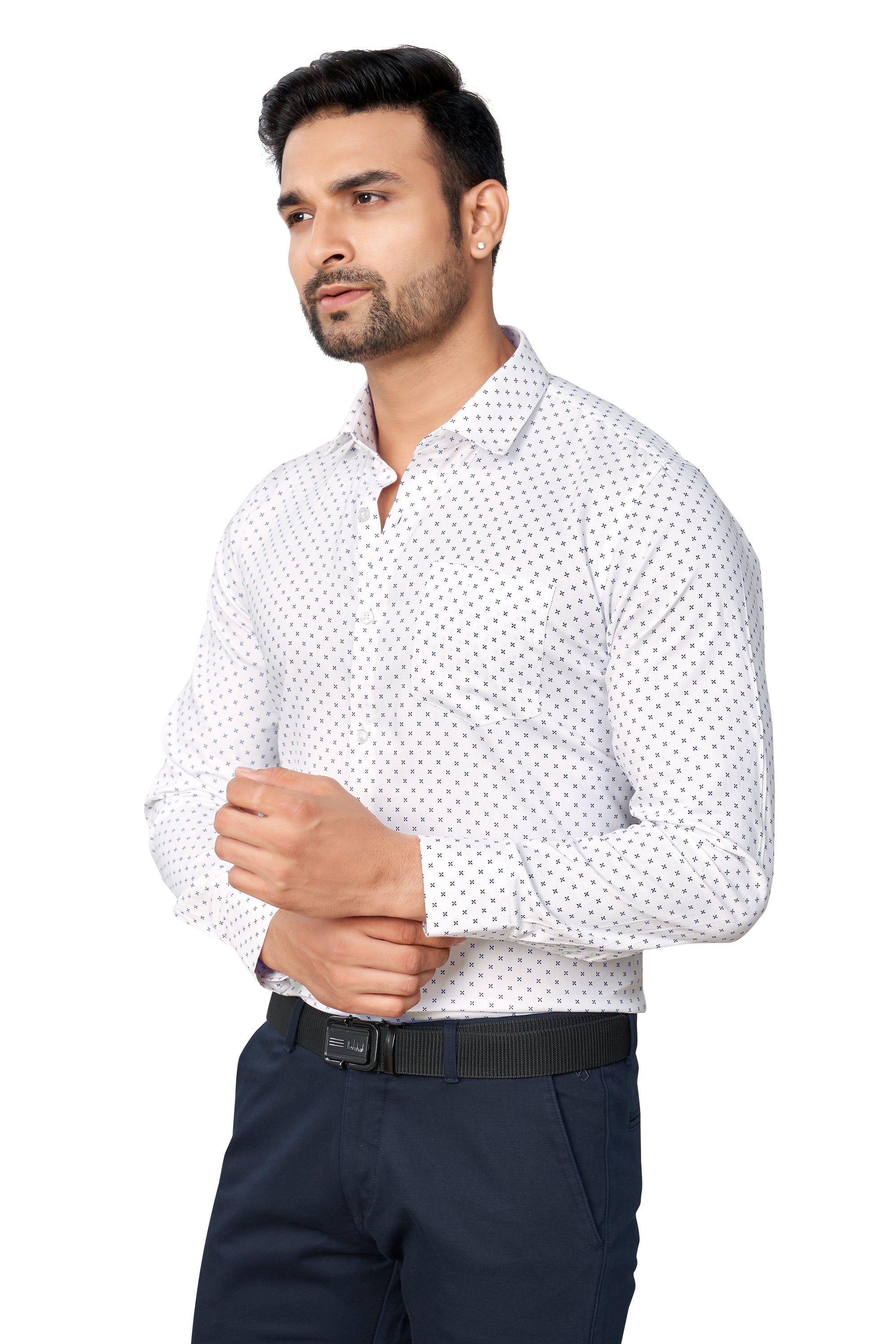 BLUE COLOUR PRINTED FULL SLEEVES FORMAL SHIRT 37964