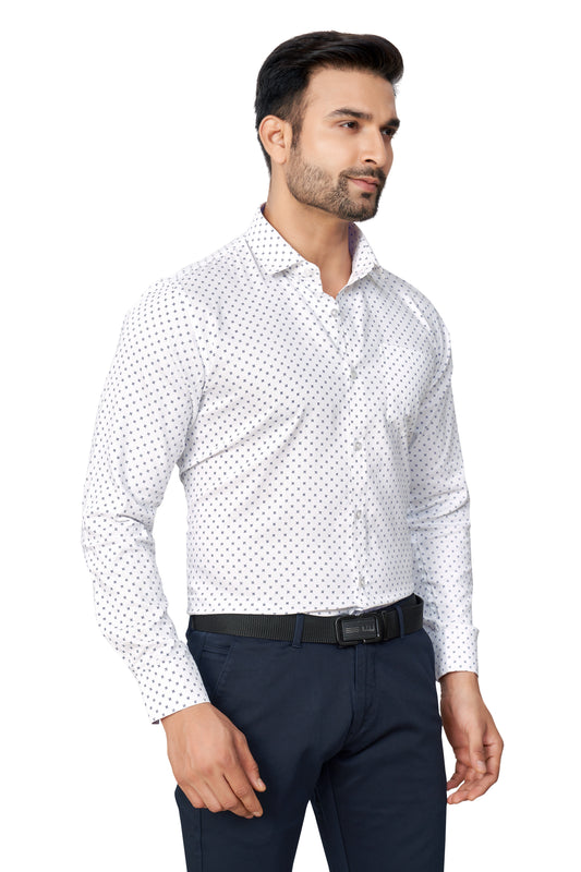 BLUE COLOUR PRINTED FULL SLEEVES FORMAL SHIRT