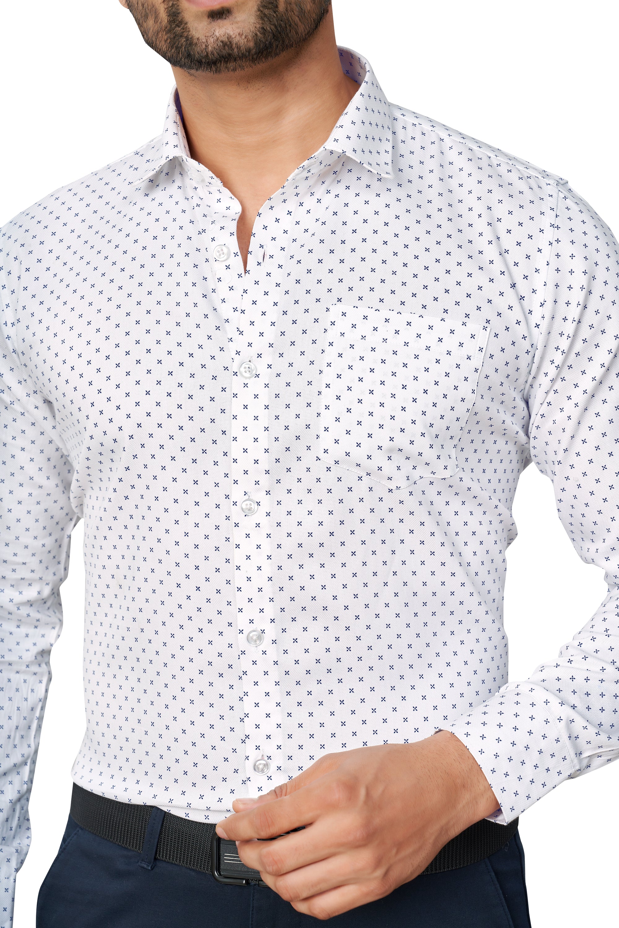 BLUE COLOUR PRINTED FULL SLEEVES FORMAL SHIRT 37964