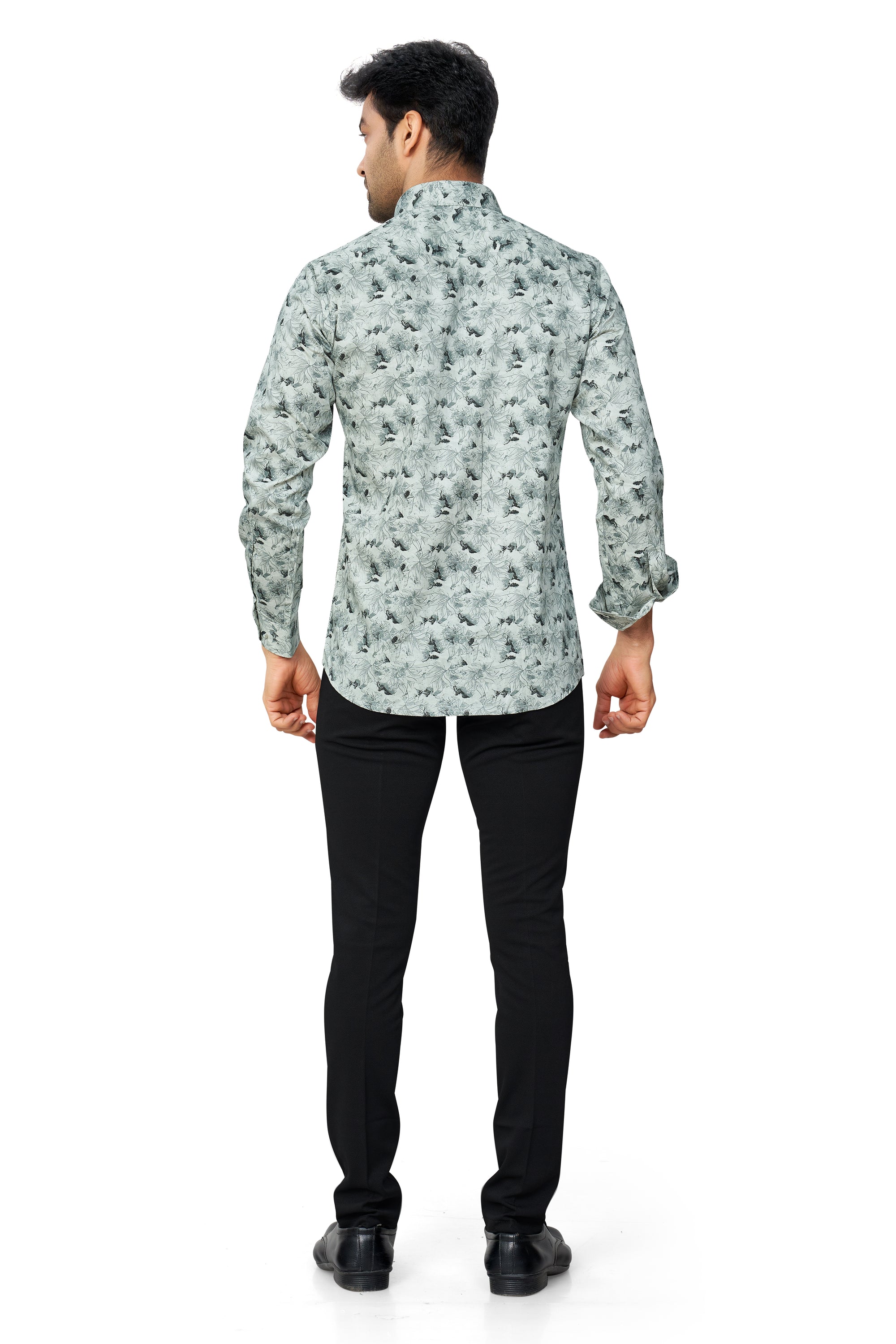 GREY COLOUR PRINTED FULL SLEEVES FORMAL SHIRT | K-6012