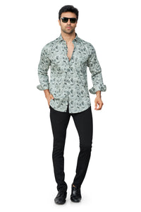 GREY COLOUR PRINTED FULL SLEEVES FORMAL SHIRT | K-6012