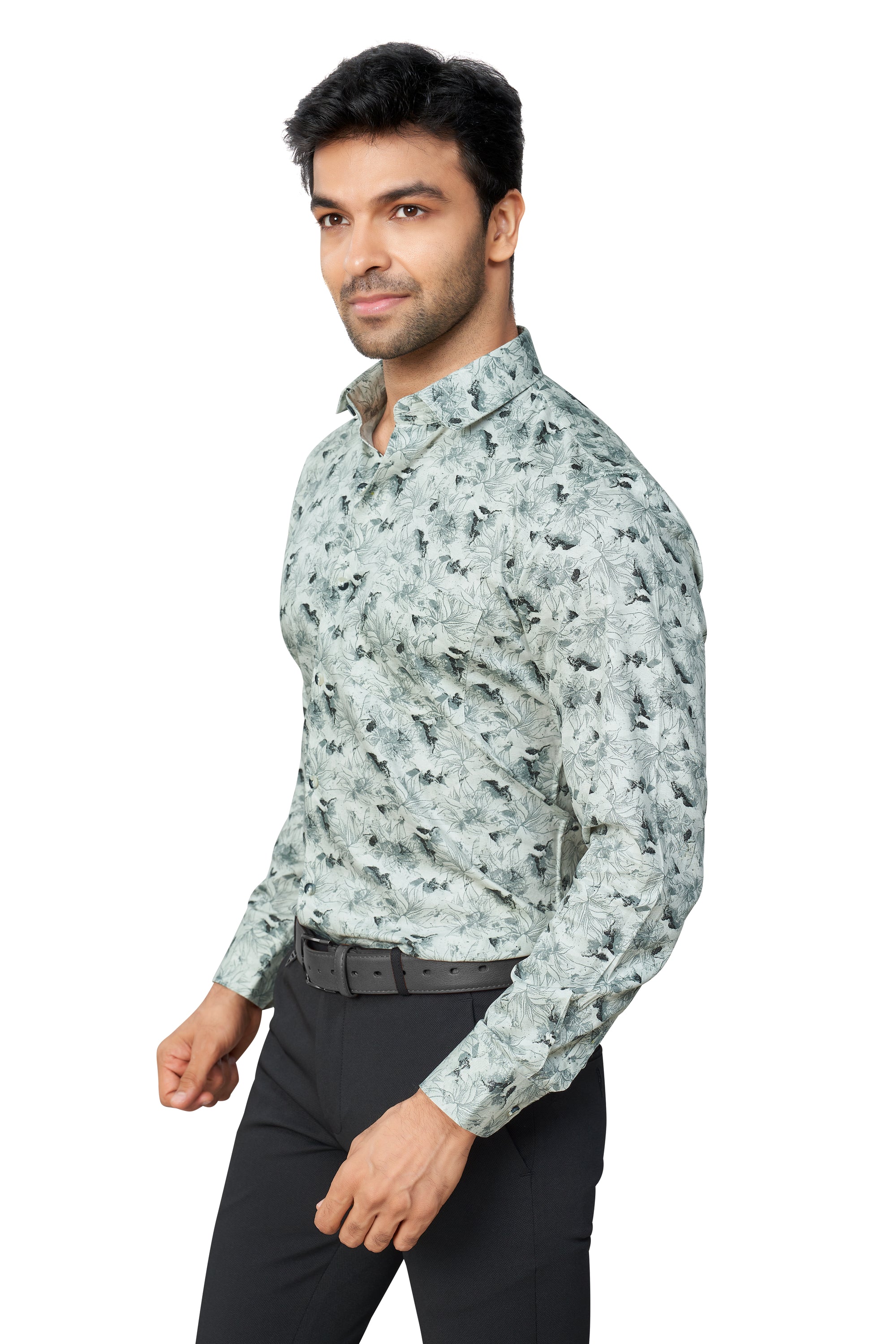 GREY COLOUR PRINTED FULL SLEEVES FORMAL SHIRT | K-6012