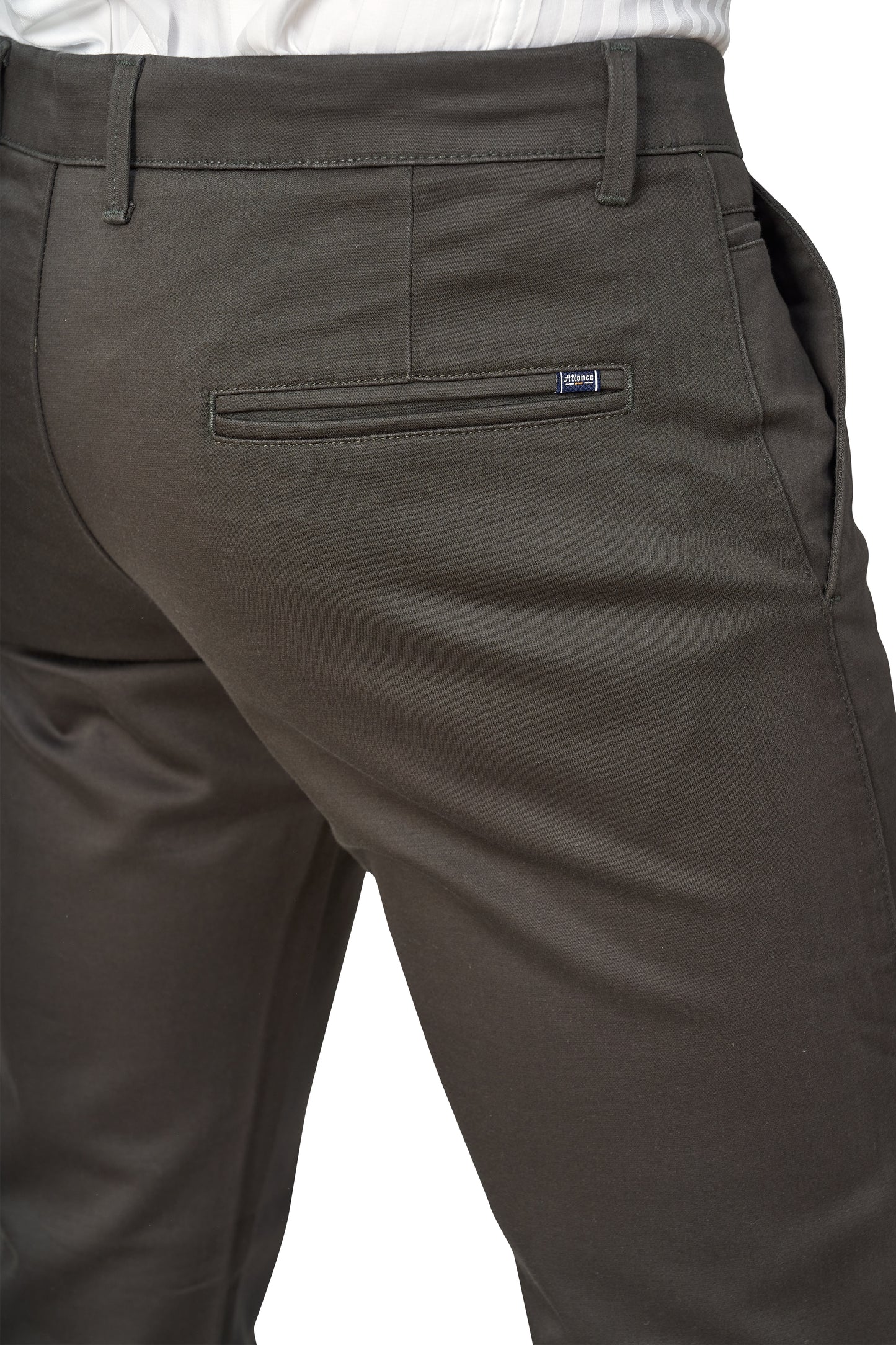 OLIVE COLOR NARROW FIT PLAIN CHINOS