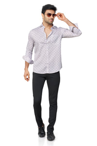 PURPLE COLOUR PRINTED FULL SLEEVES FORMAL SHIRT | K-6012