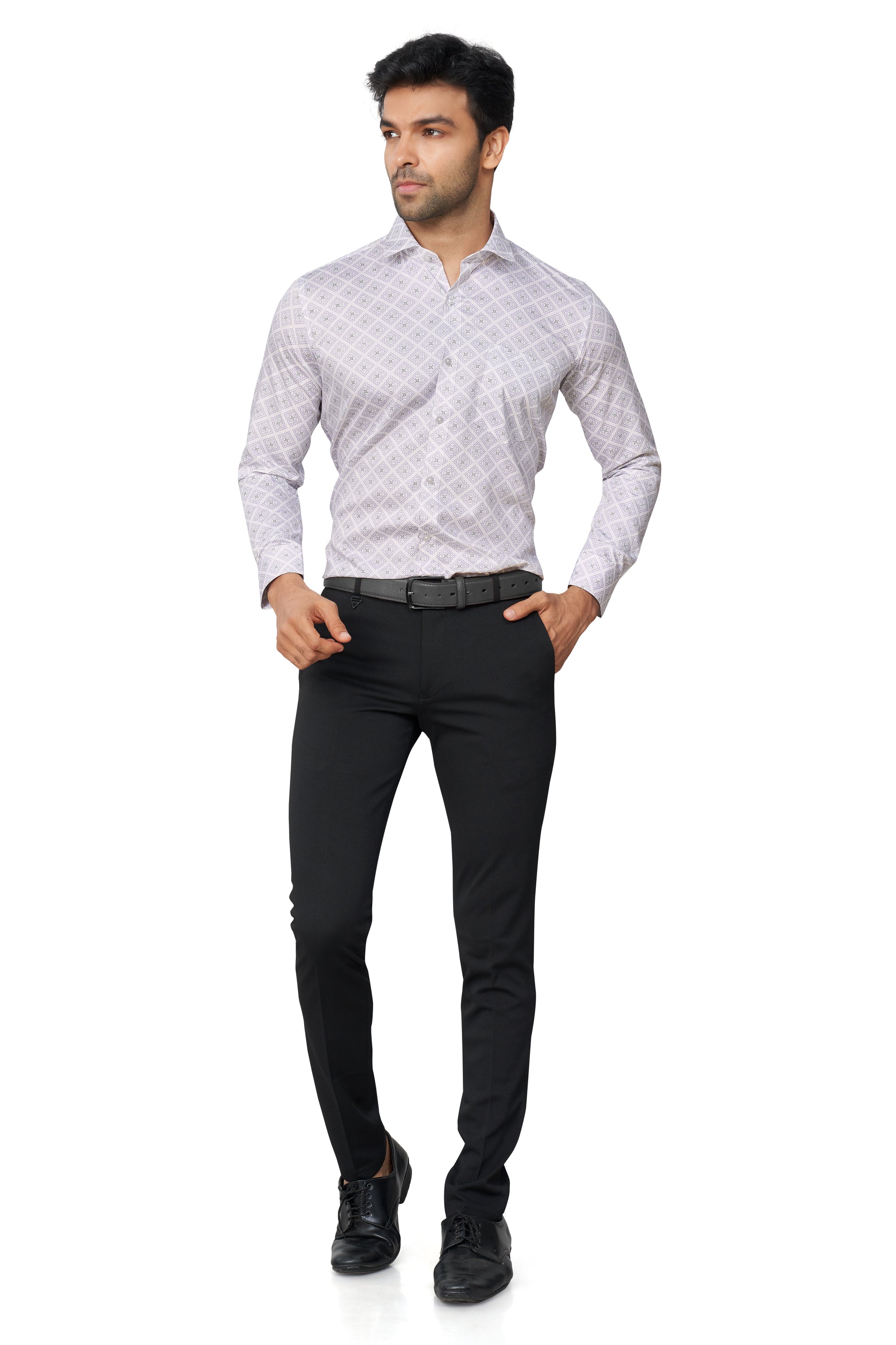 PURPLE COLOUR PRINTED FULL SLEEVES FORMAL SHIRT | K-6012