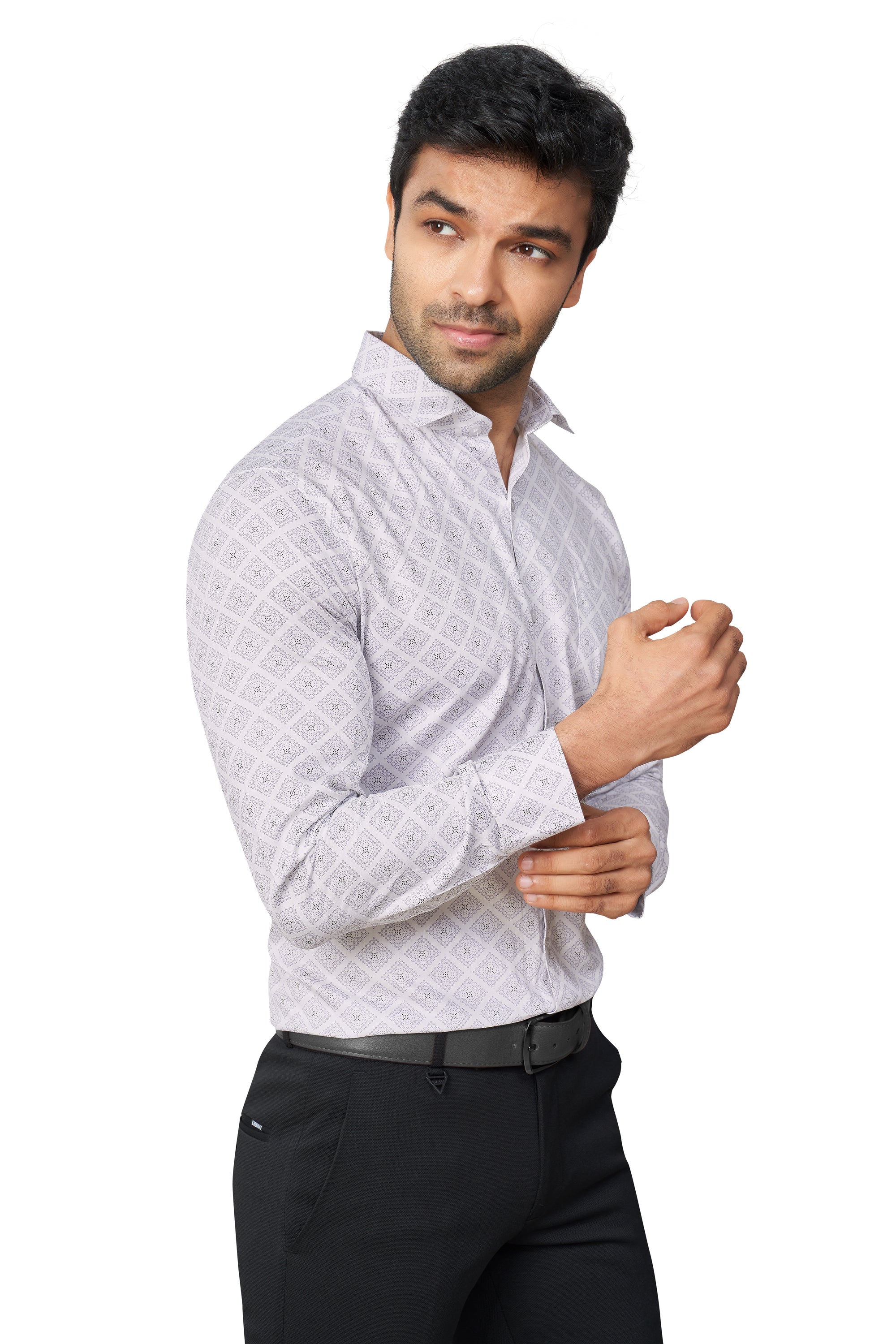 PURPLE COLOUR PRINTED FULL SLEEVES FORMAL SHIRT | K-6012