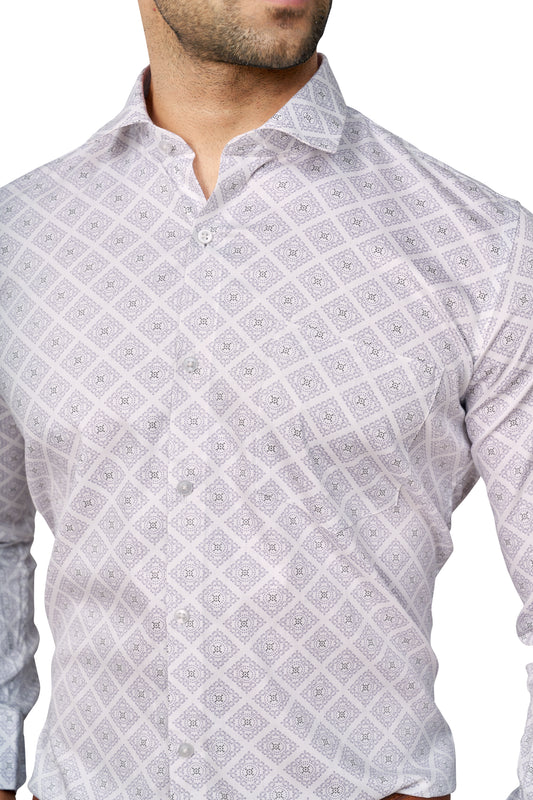PURPLE COLOUR PRINTED FULL SLEEVES FORMAL SHIRT