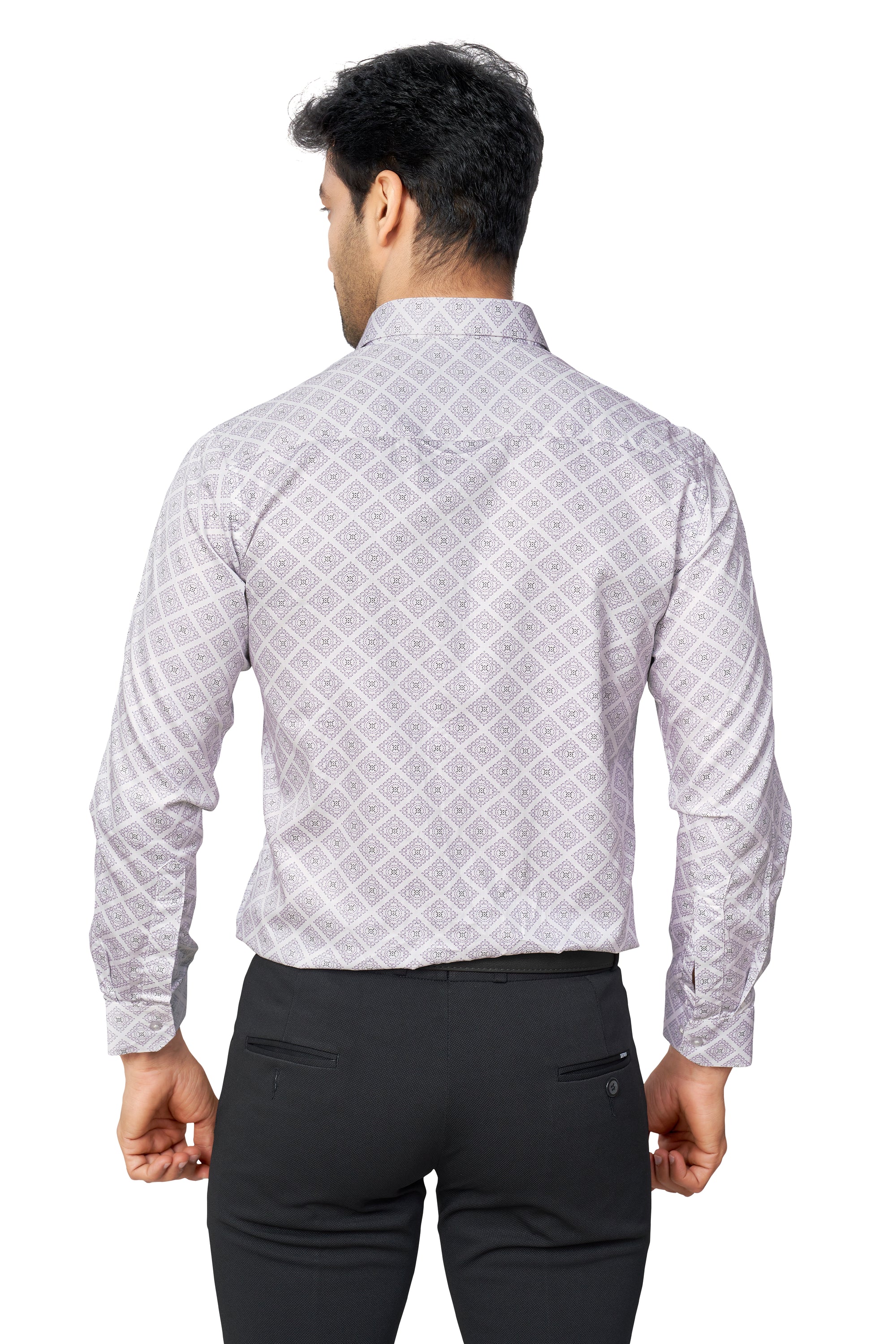 PURPLE COLOUR PRINTED FULL SLEEVES FORMAL SHIRT | K-6012