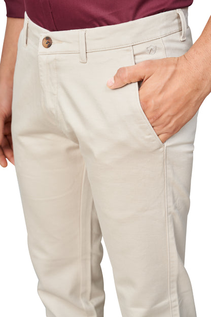 CREAM COLOR NARROW FIT PLAIN CHINOS 5110