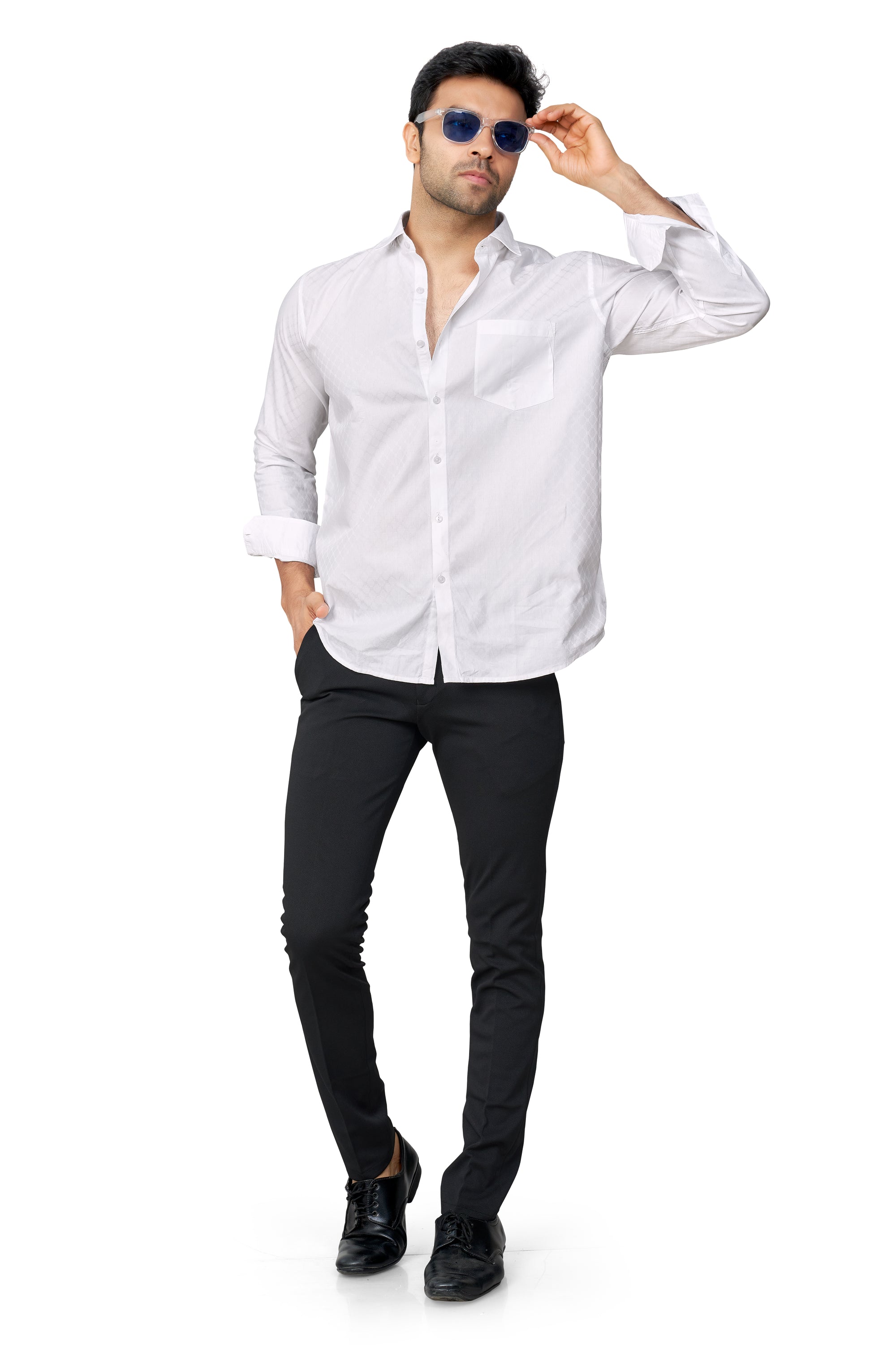 WHITE COLOUR PRINTED FULL SLEEVES FORMAL SHIRT 37964