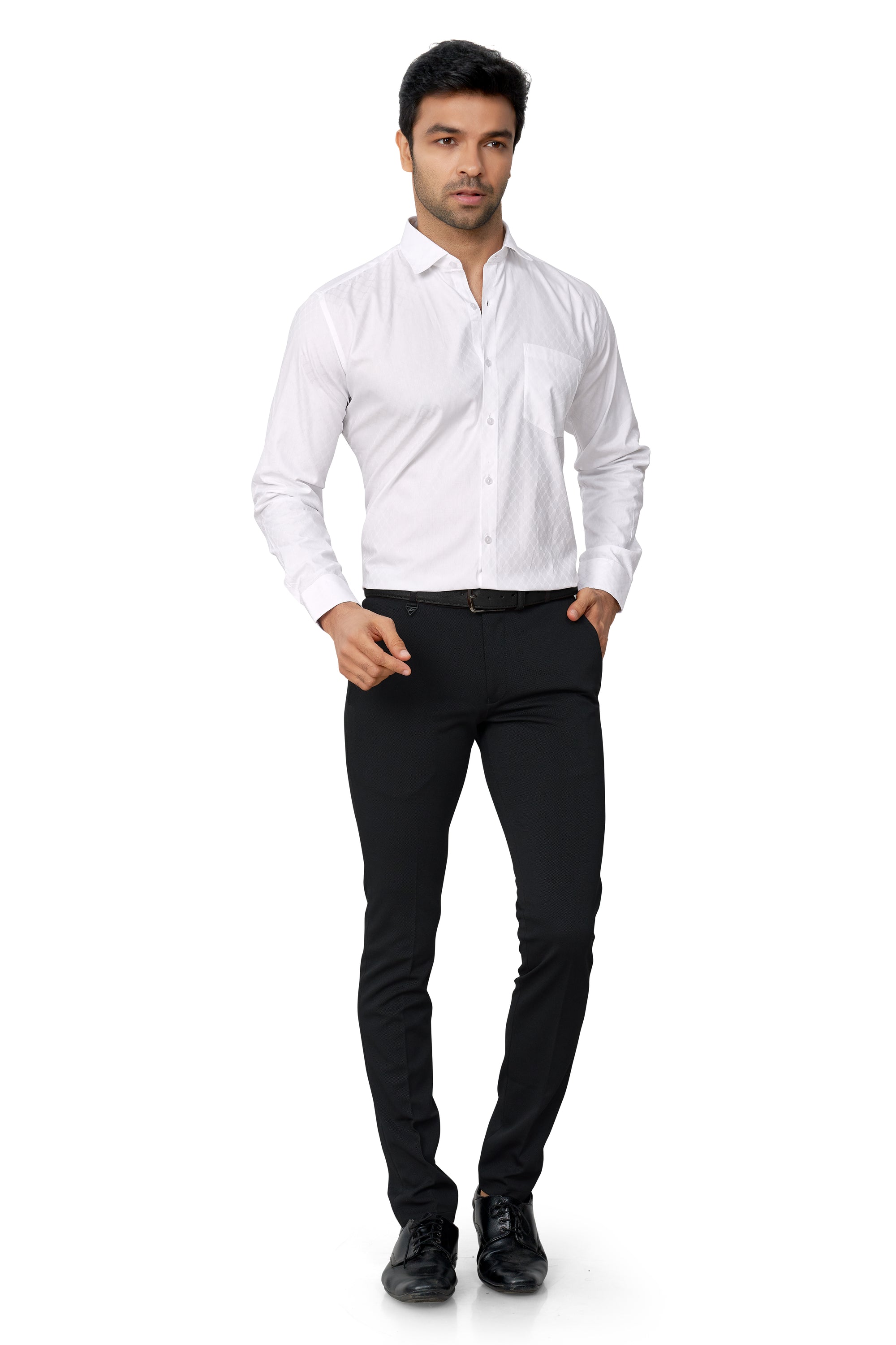 WHITE COLOUR PRINTED FULL SLEEVES FORMAL SHIRT 37964