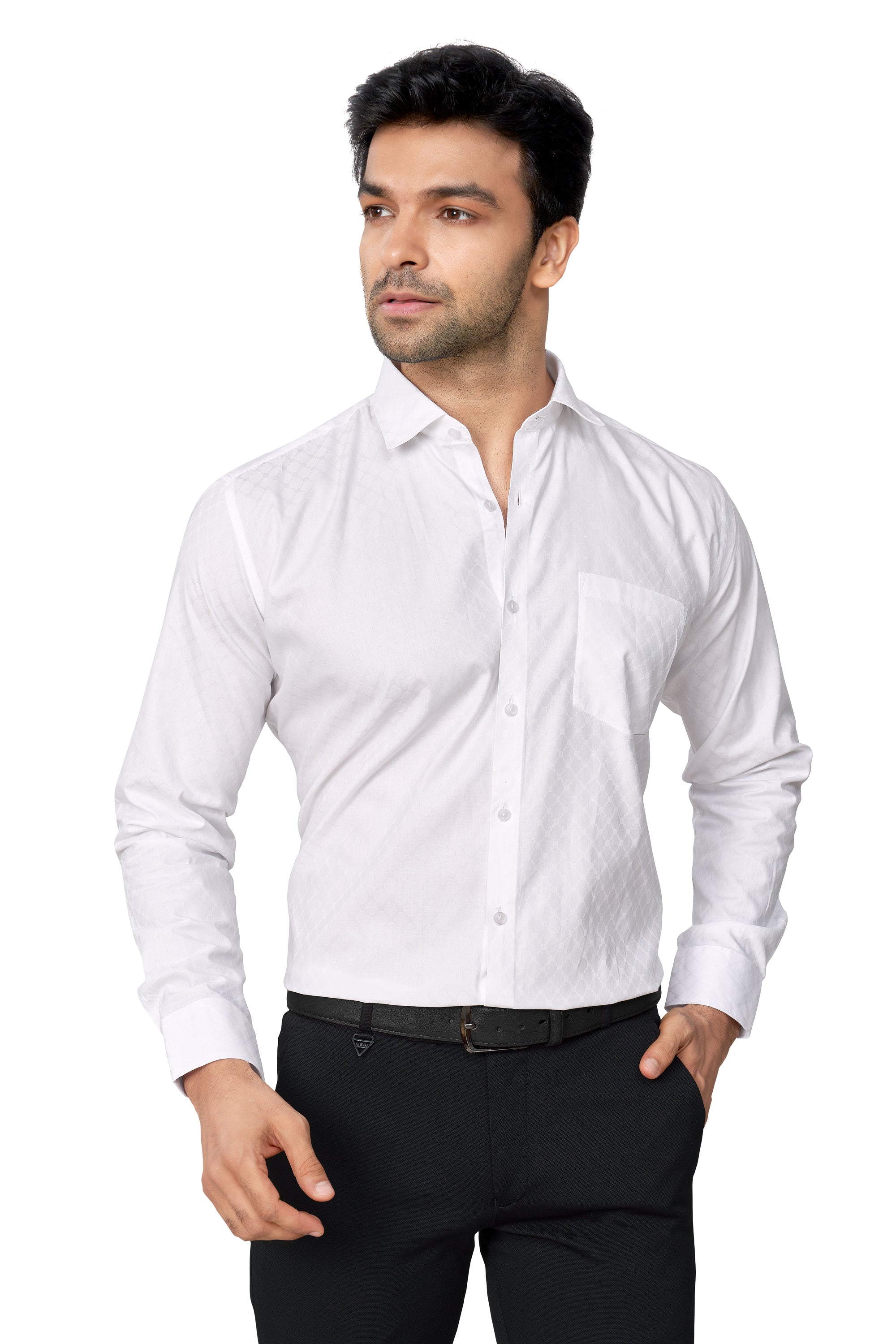 WHITE COLOUR PRINTED FULL SLEEVES FORMAL SHIRT 37964