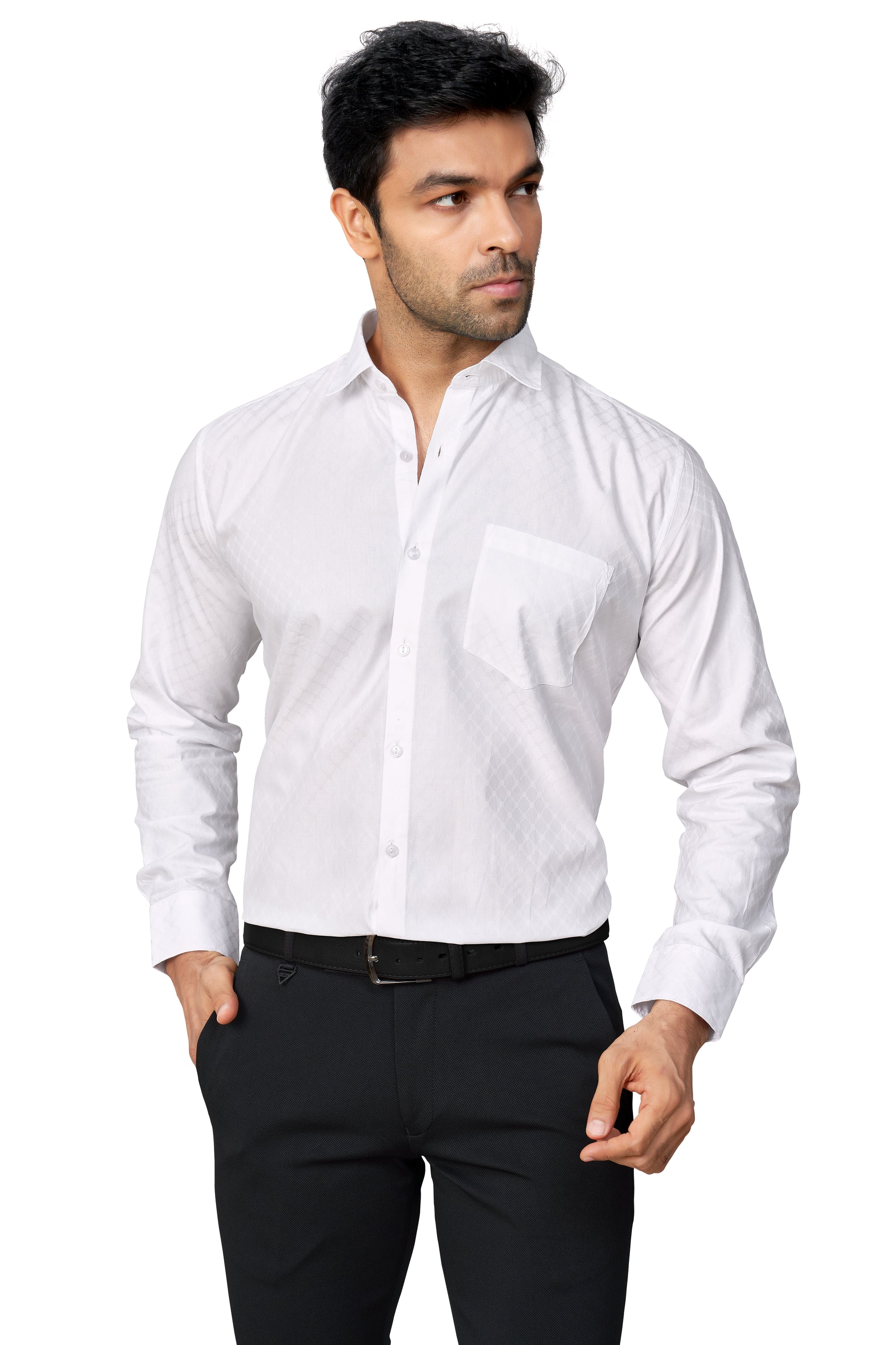 WHITE COLOUR PRINTED FULL SLEEVES FORMAL SHIRT 37964