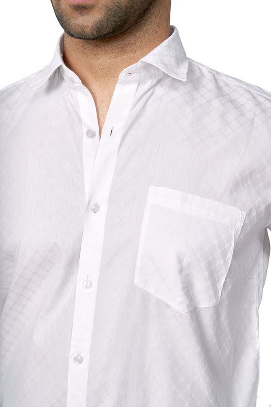 WHITE COLOUR PRINTED FULL SLEEVES FORMAL SHIRT