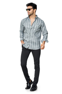 OLIVE COLOUR PRINTED FULL SLEEVES FORMAL SHIRT | K-6012