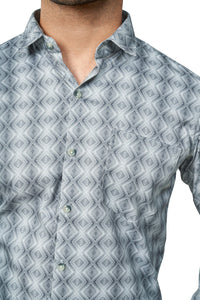 OLIVE COLOUR PRINTED FULL SLEEVES FORMAL SHIRT | K-6012
