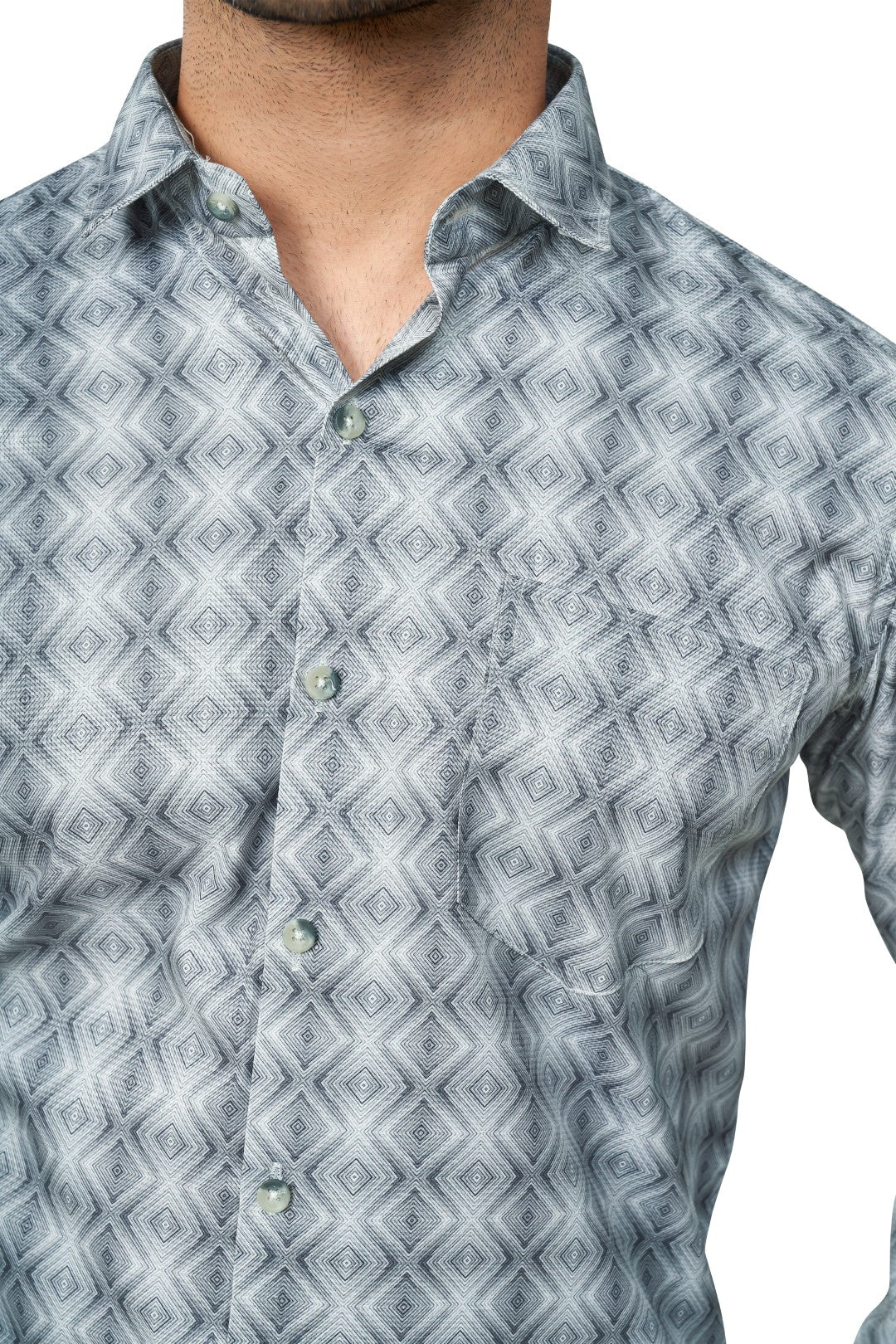OLIVE COLOUR PRINTED FULL SLEEVES FORMAL SHIRT | K-6012