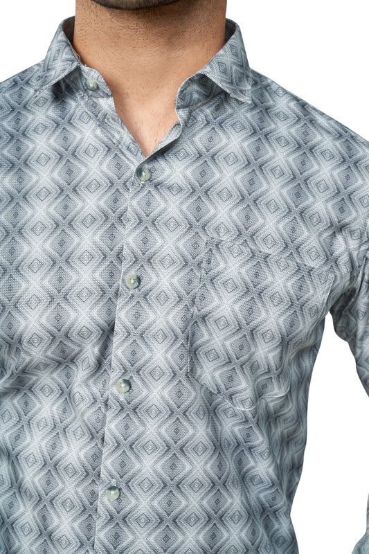 OLIVE COLOUR PRINTED FULL SLEEVES FORMAL SHIRT
