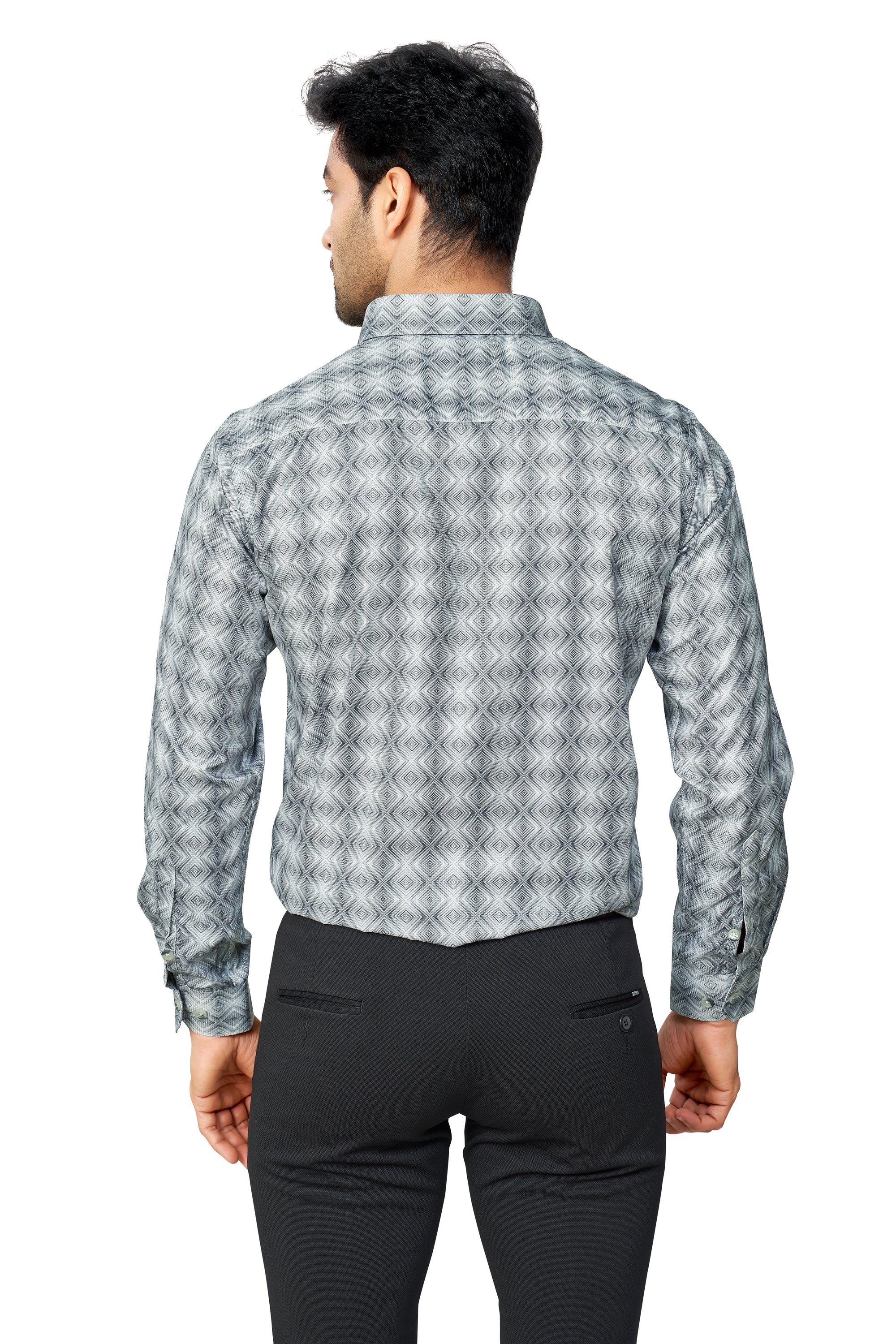 OLIVE COLOUR PRINTED FULL SLEEVES FORMAL SHIRT | K-6012