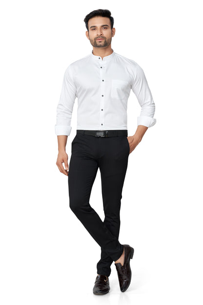 CLUBWHITE COLOUR PLAIN FULL SLEEVES STAND COLLAR FORMAL SHIRT