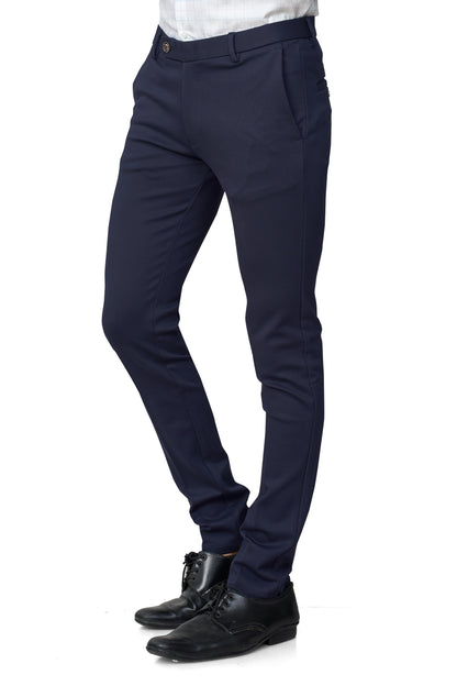 NBLUE COLOR SLIM FIT TEXTURE TROUSER
