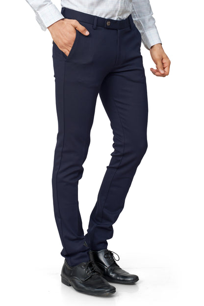 NBLUE COLOR SLIM FIT TEXTURE TROUSER