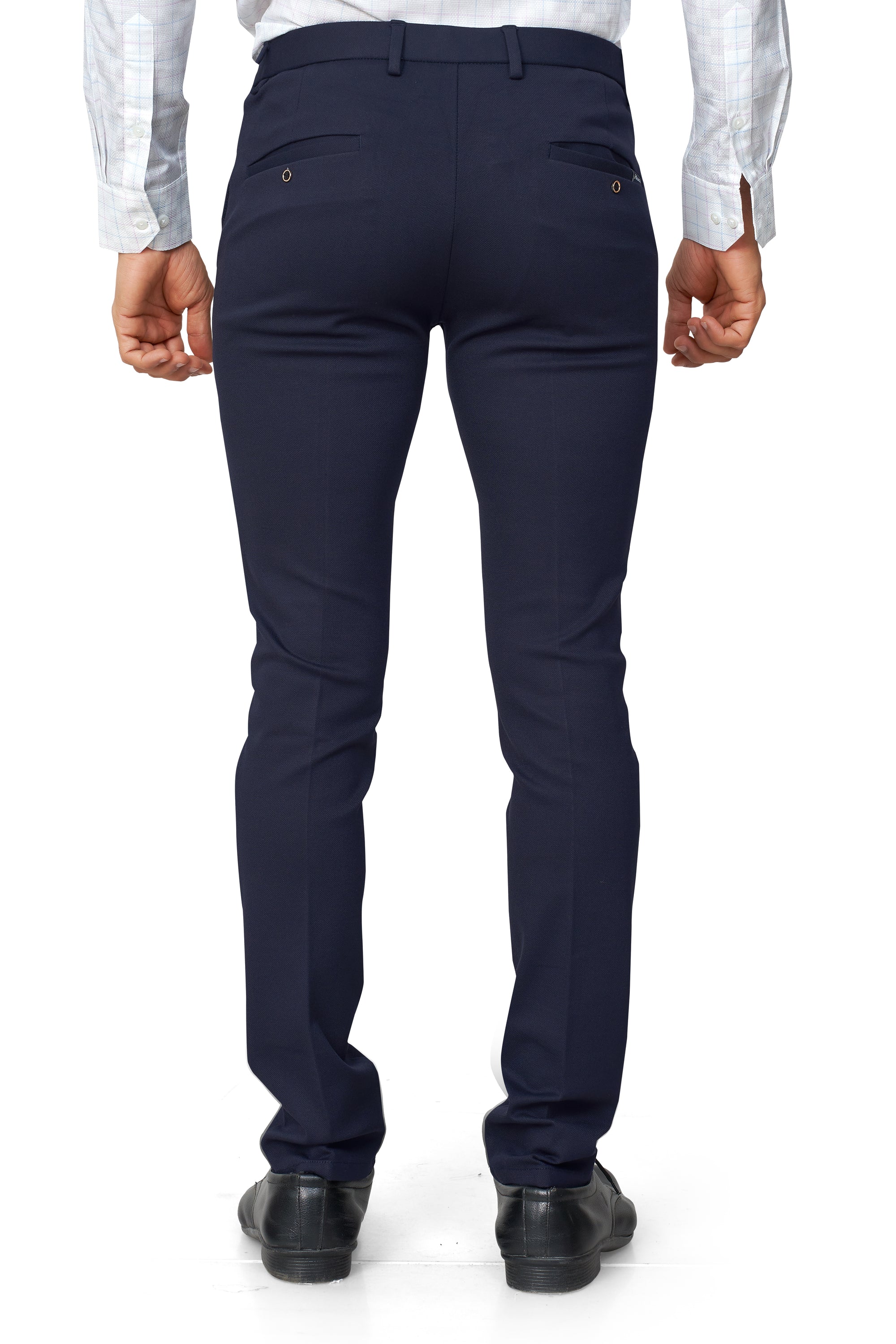 NBLUE COLOR SLIM FIT TEXTURE TROUSER