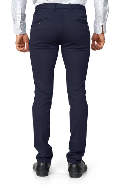 NBLUE COLOR SLIM FIT TEXTURE TROUSER