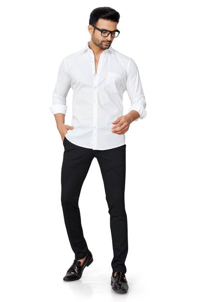 CLUBWHITE COLOUR PLAIN FULL SLEEVES STAND COLLAR FORMAL SHIRT