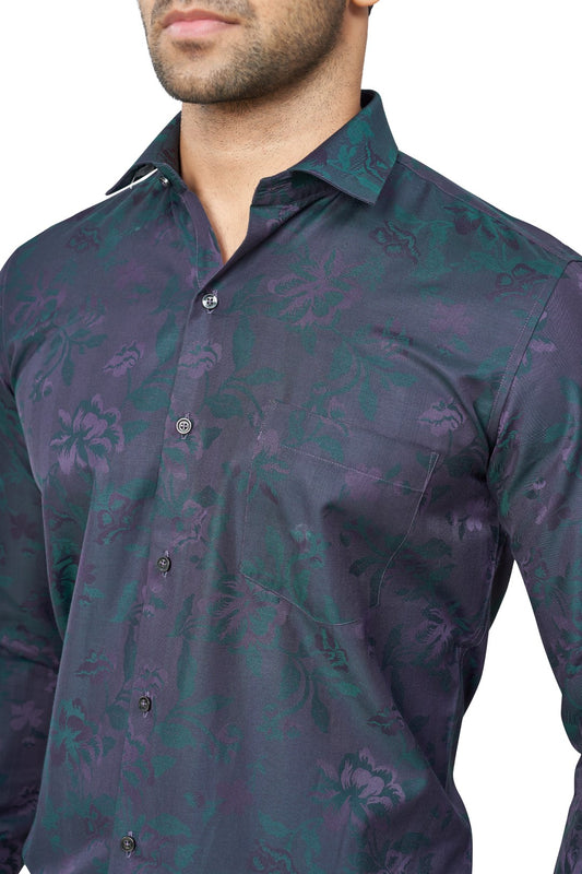 WINE COLOUR PRINTED FULL SLEEVES FORMAL SHIRT