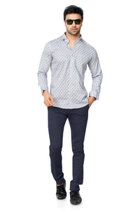 GREY COLOUR PRINTED FULL SLEEVES FORMAL SHIRT | K-6012
