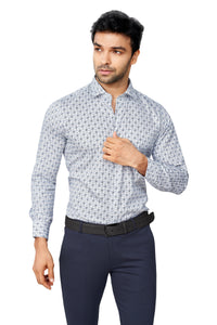 GREY COLOUR PRINTED FULL SLEEVES FORMAL SHIRT | K-6012
