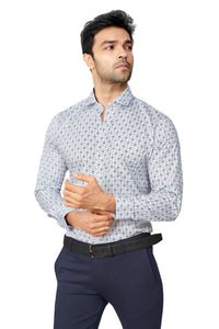 GREY COLOUR PRINTED FULL SLEEVES FORMAL SHIRT | K-6012
