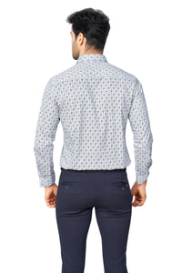 GREY COLOUR PRINTED FULL SLEEVES FORMAL SHIRT | K-6012
