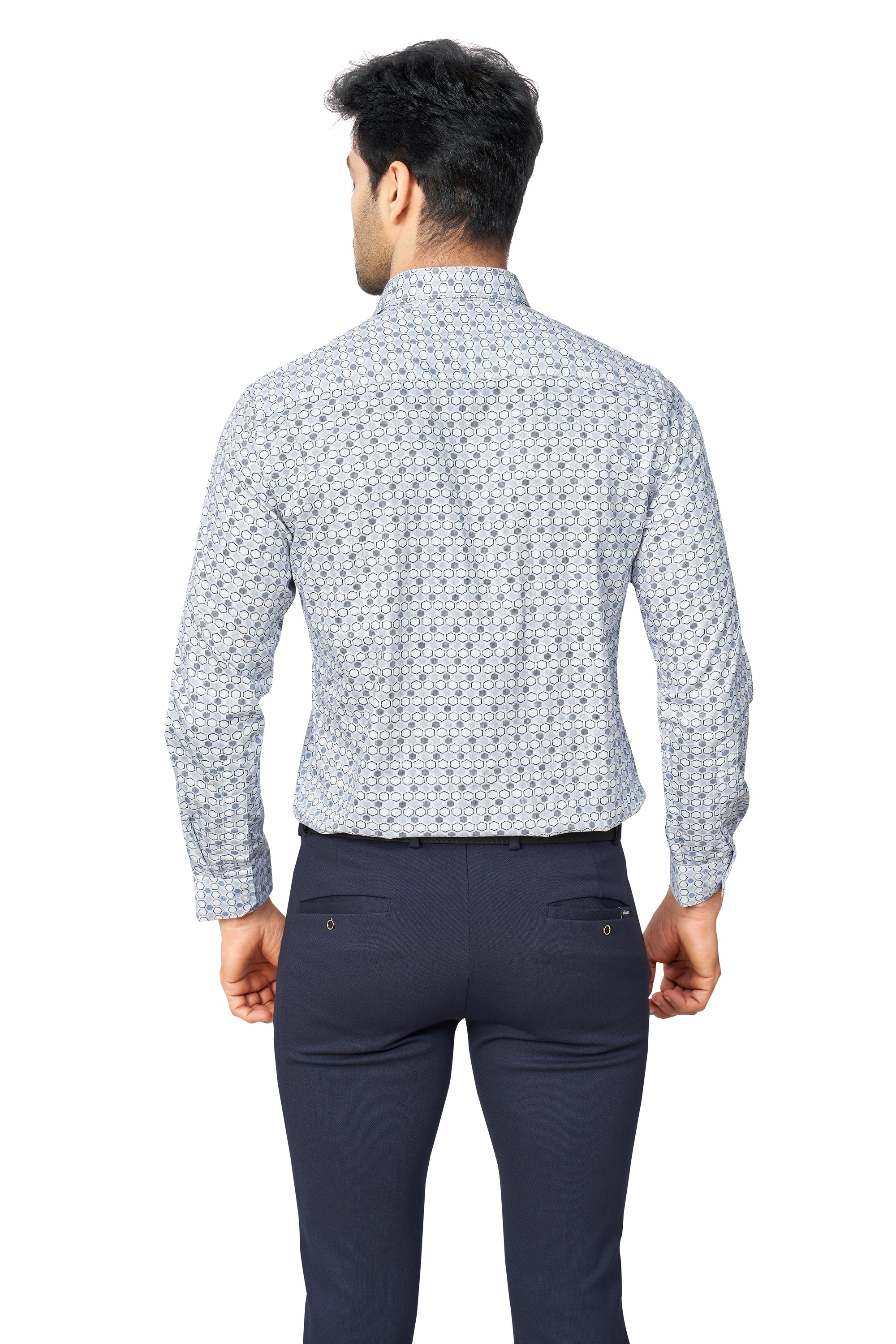 GREY COLOUR PRINTED FULL SLEEVES FORMAL SHIRT | K-6012