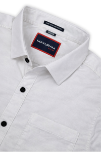 Men Casual White Short Sleeve Shirt - Cotton Comfort 261049774