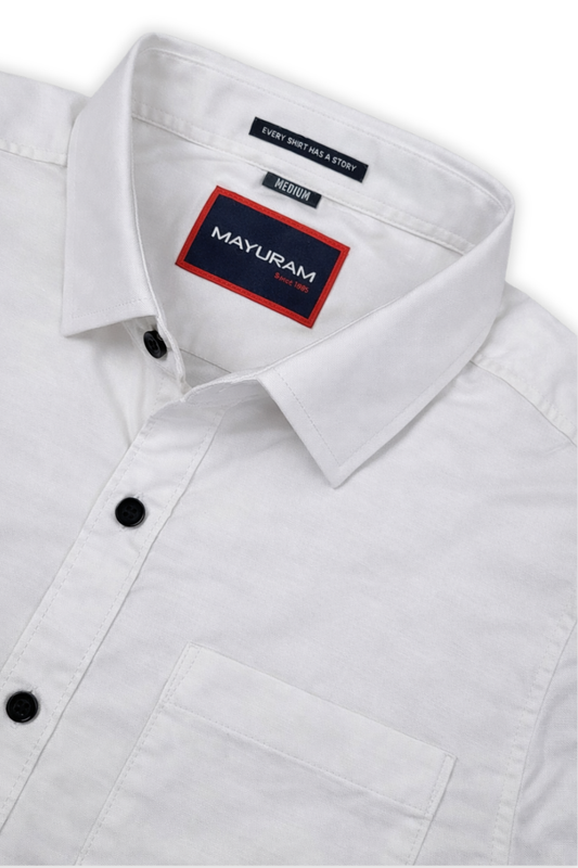 Men Casual White Short Sleeve Shirt - Cotton Comfort 261049774