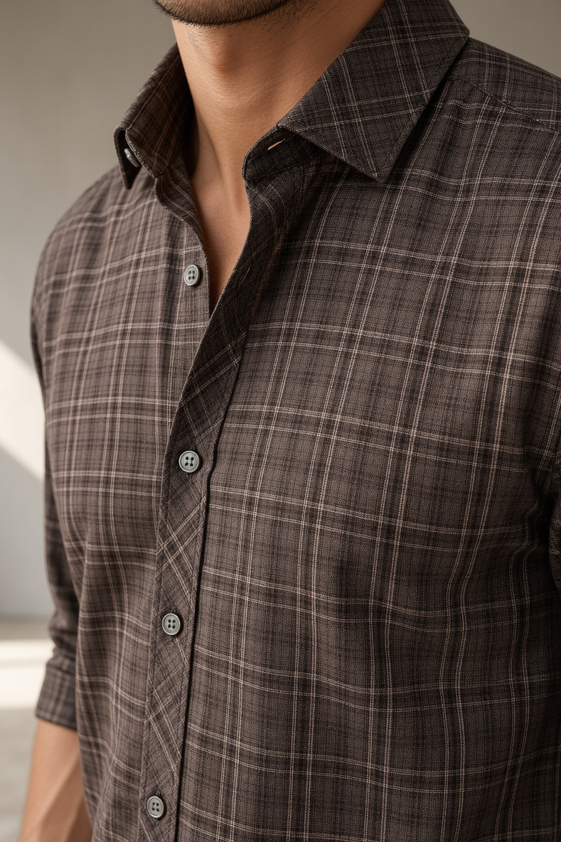 Classic Maroon Checks Shirt For Men | Casual & Office Wear 1089-R