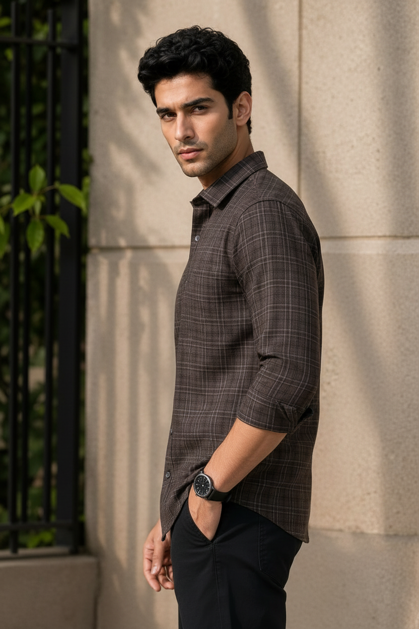 Classic Maroon Checks Shirt For Men | Casual & Office Wear 1089-R