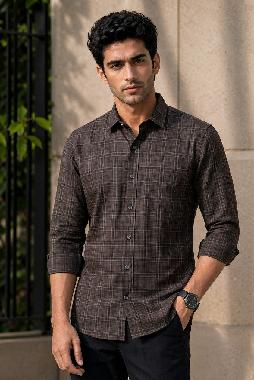 Classic Maroon Checks Shirt For Men | Casual & Office Wear 1089-R