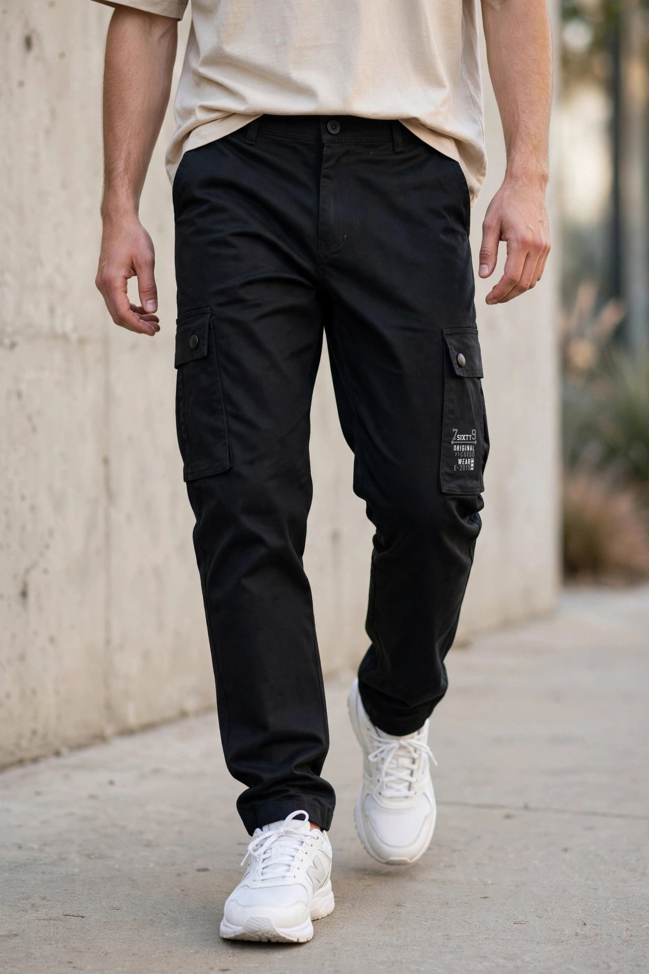Men Black Cargos Multi-Pocket Pants 1717