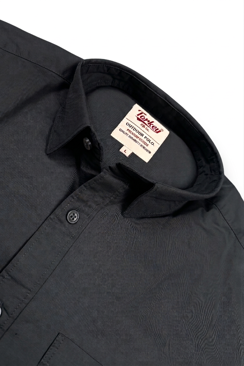 Men Solid Black Premium Cotton Long Sleeve Shirt GIZA